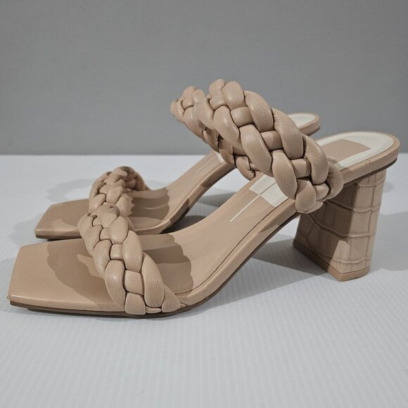 NEW Dolce Vita Paily Sandal Womens 9.5 Cafe Stella Tan Heels Open Toe Braided - Picture 1 of 16
